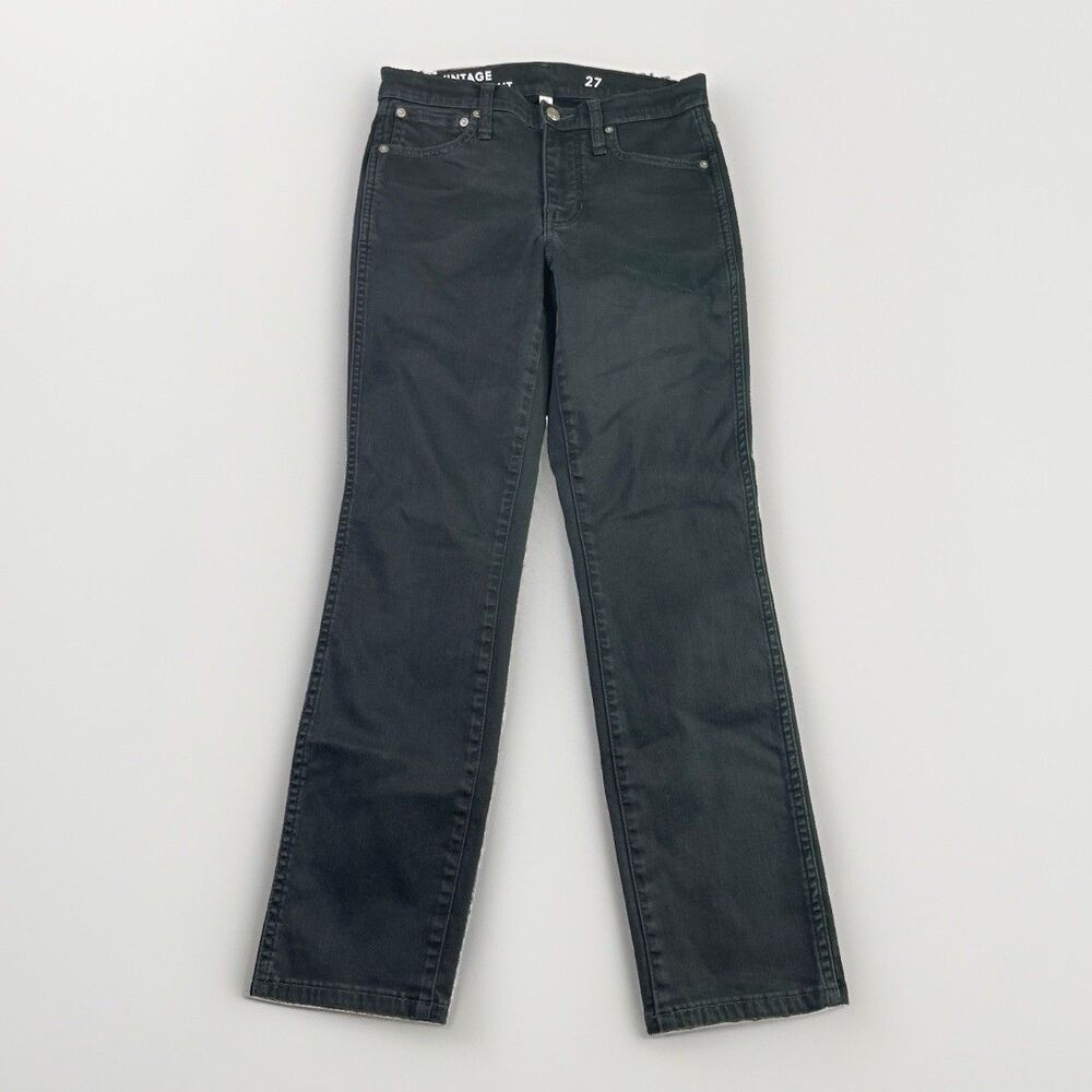 J.Crew Vintage Slim Straight Jeans Womens 27 Black 9” Mid Rise Stretch BB767